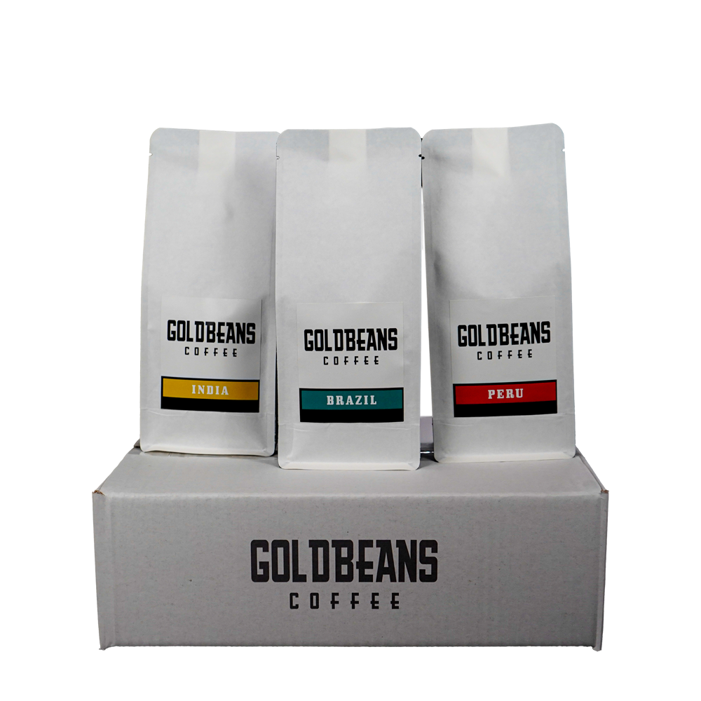 Probierpaket Origin Coffee, ganze Bohne von Goldbeans Coffee