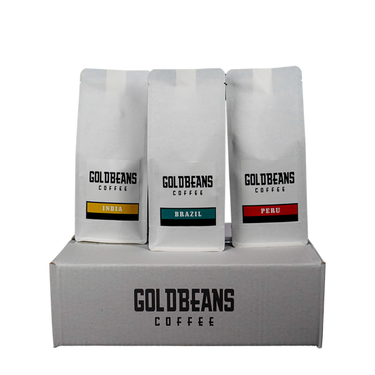 Probierpaket Origin Coffee, ganze Bohne von Goldbeans Coffee